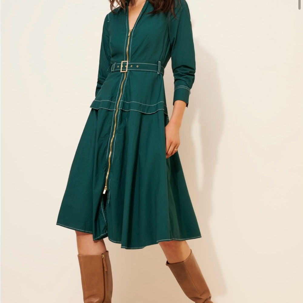 Anthropologie Long Sleeve Zip Front Midi